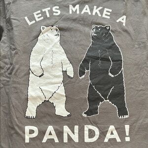 “Lets Make A Panda” T-Shirt Funny Bear Graphic Tee Asphalt Gray Large 🐼